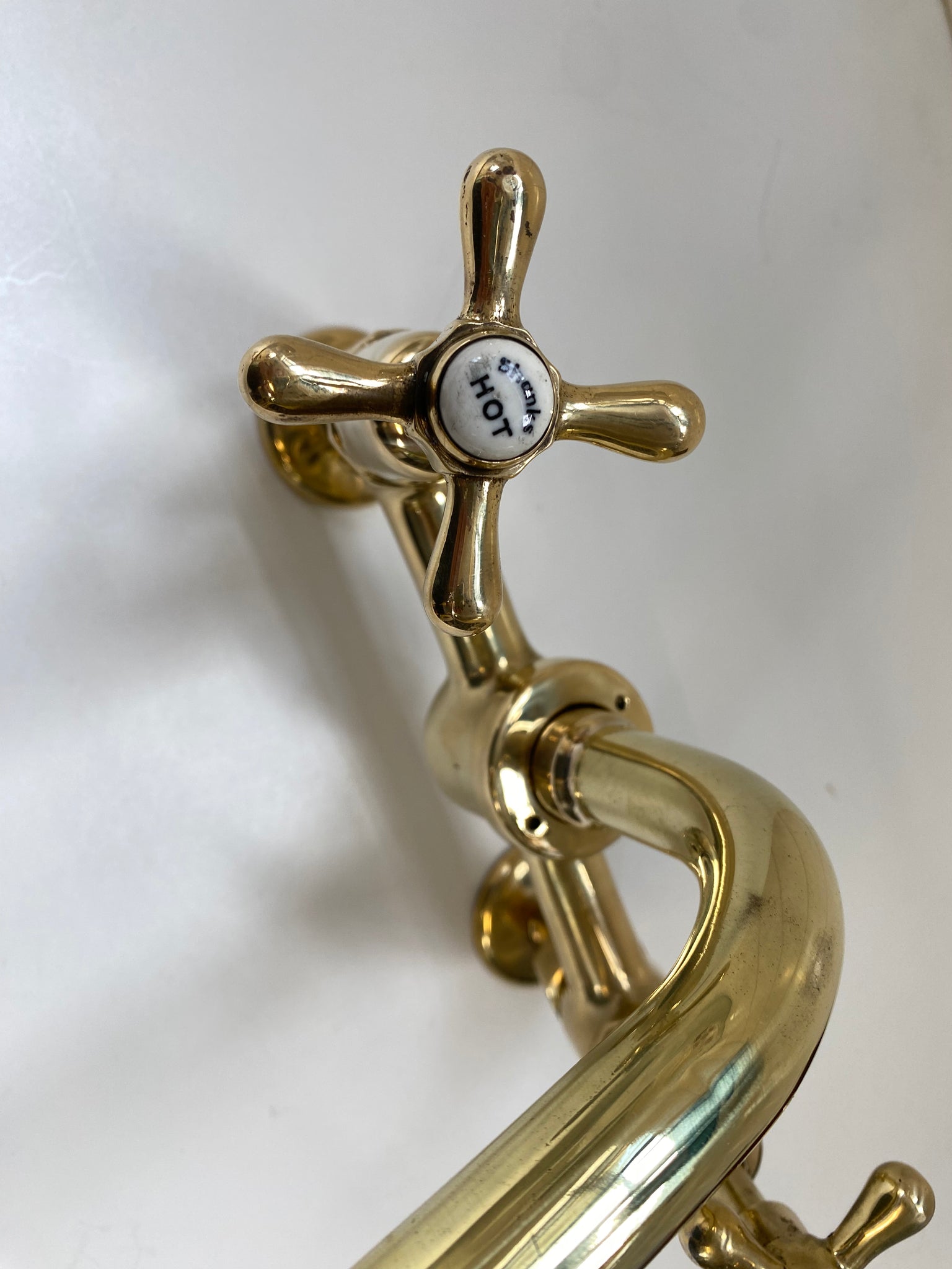 Cranked Kitchen Mixer by Shanks C.1920 in Unsealed Polished Brass