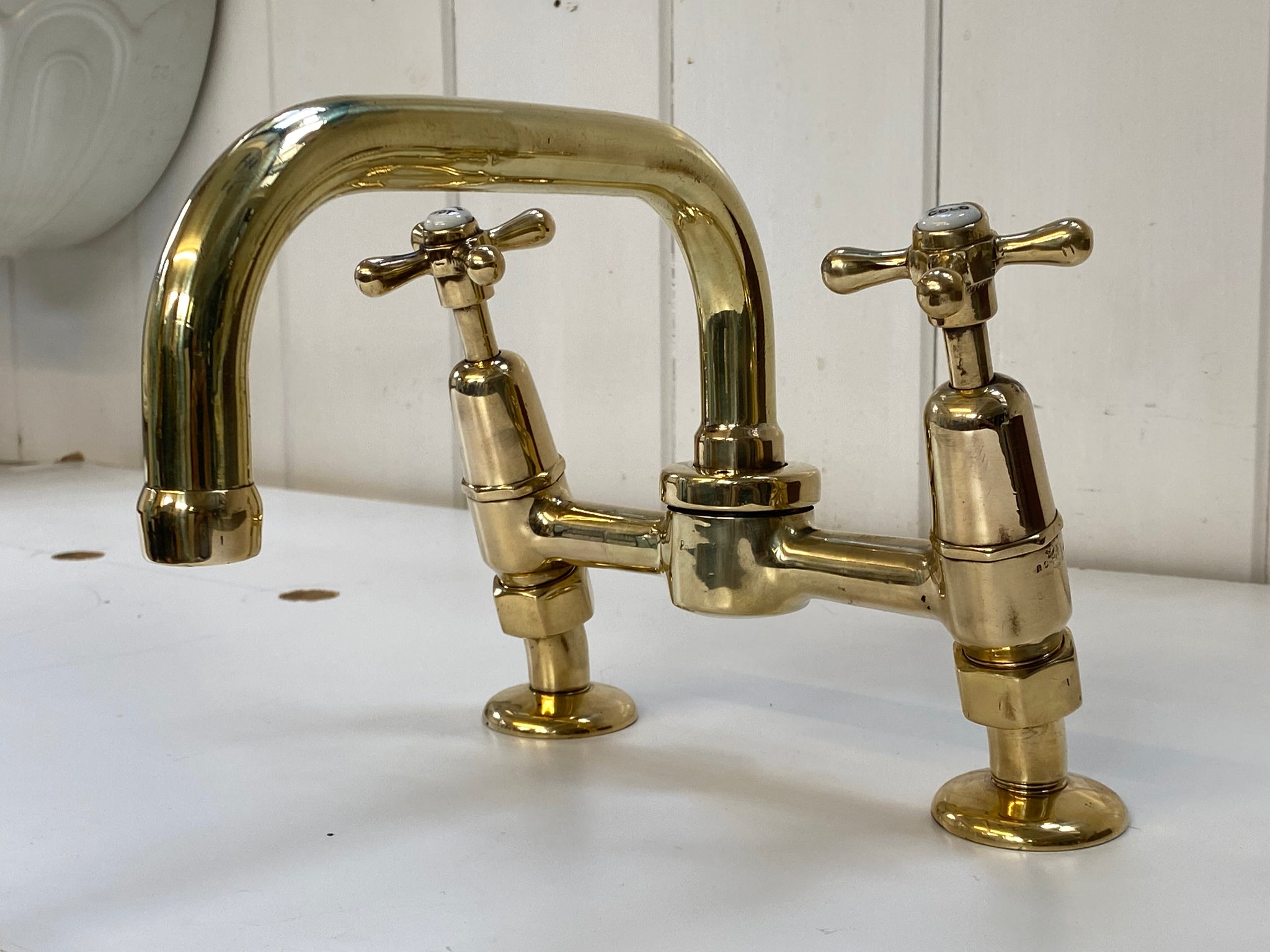 Cranked Kitchen Mixer by Shanks C.1920 in Unsealed Polished Brass