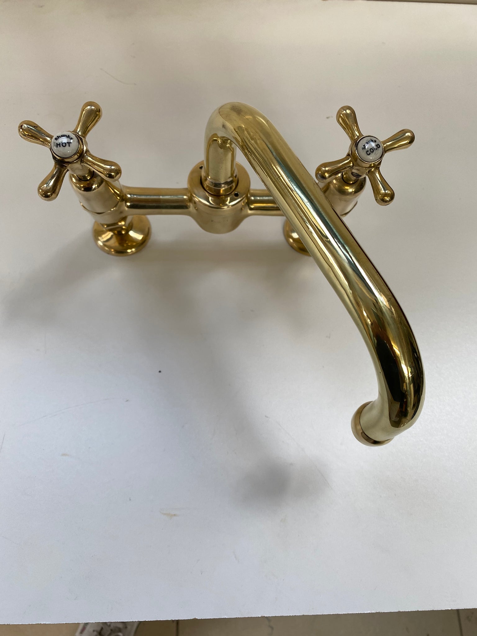 Cranked Kitchen Mixer by Shanks C.1920 in Unsealed Polished Brass