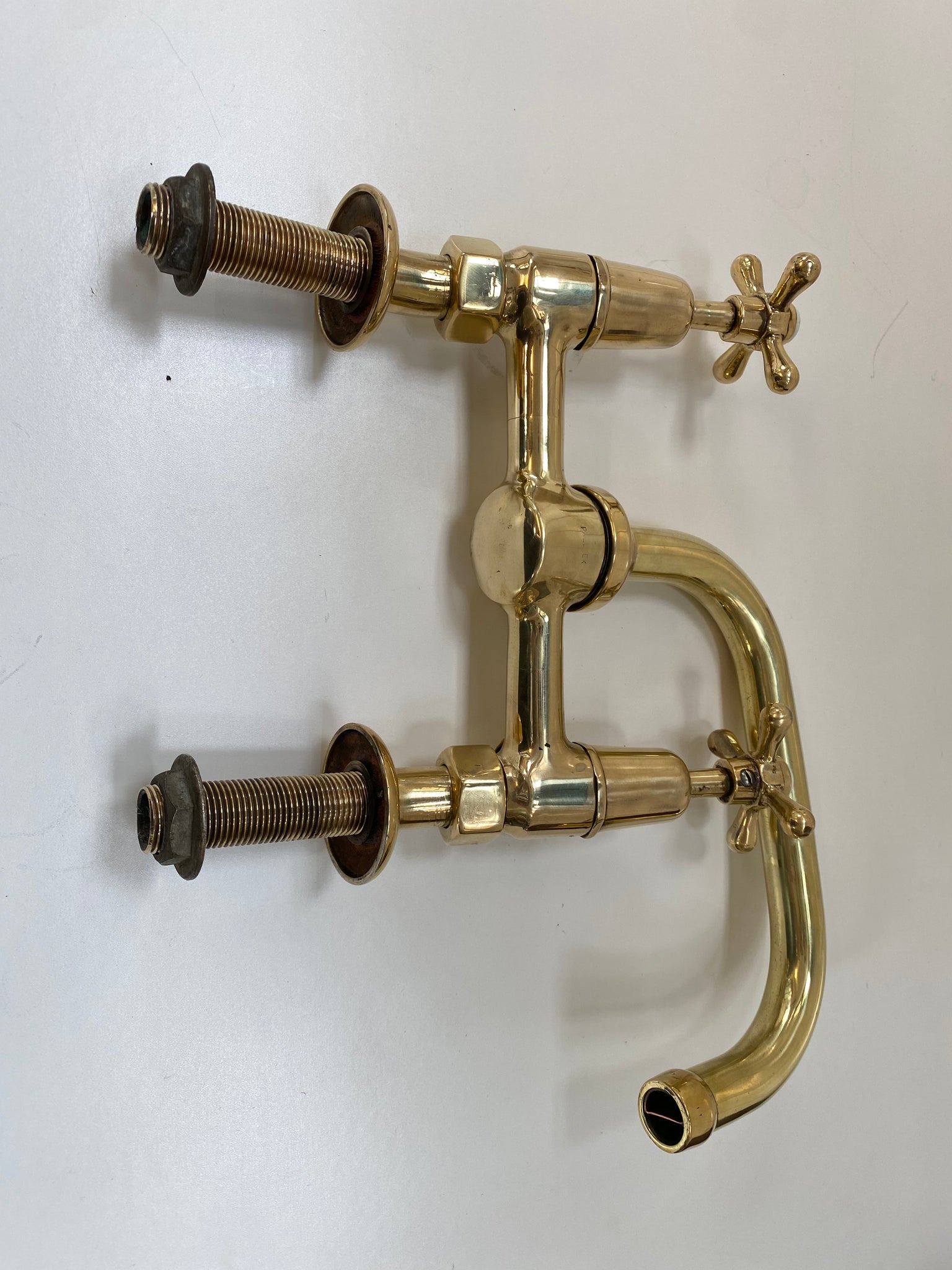 Cranked Kitchen Mixer by Shanks C.1920 in Unsealed Polished Brass