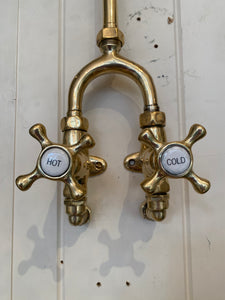 Vintage "Wishbone" Shower Mixer Tap with Riser Pipe, Shower Arm and Adjustable Shower Rose C.1930