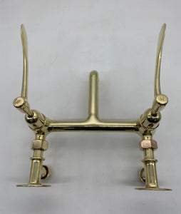 Wall-Fixing Lever-Operated Kitchen Mixer Tap in Unsealed Polished Brass C.1920