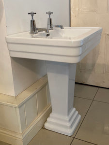 Art Deco Basin and Pedestal by Jacob Delafon, Paris C.1930