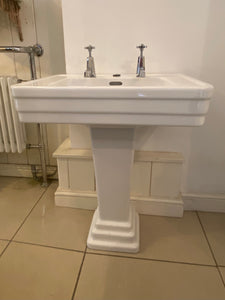 Art Deco Basin and Pedestal by Jacob Delafon, Paris C.1930