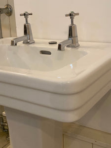 Art Deco Basin and Pedestal by Jacob Delafon, Paris C.1930