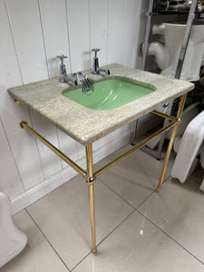 Art Deco Marble Console Vanity Basin by Shanks & Co C.1920 and Brass Stand.
