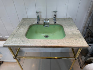 Art Deco Marble Console Vanity Basin by Shanks & Co C.1920 and Brass Stand.