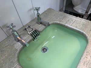 Art Deco Marble Console Vanity Basin by Shanks & Co C.1920 and Brass Stand.