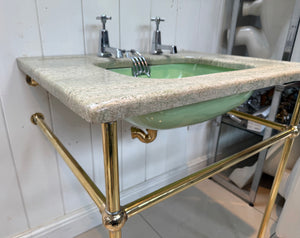 Art Deco Marble Console Vanity Basin by Shanks & Co C.1920 and Brass Stand.