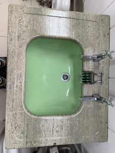 Art Deco Marble Console Vanity Basin by Shanks & Co C.1920 and Brass Stand.