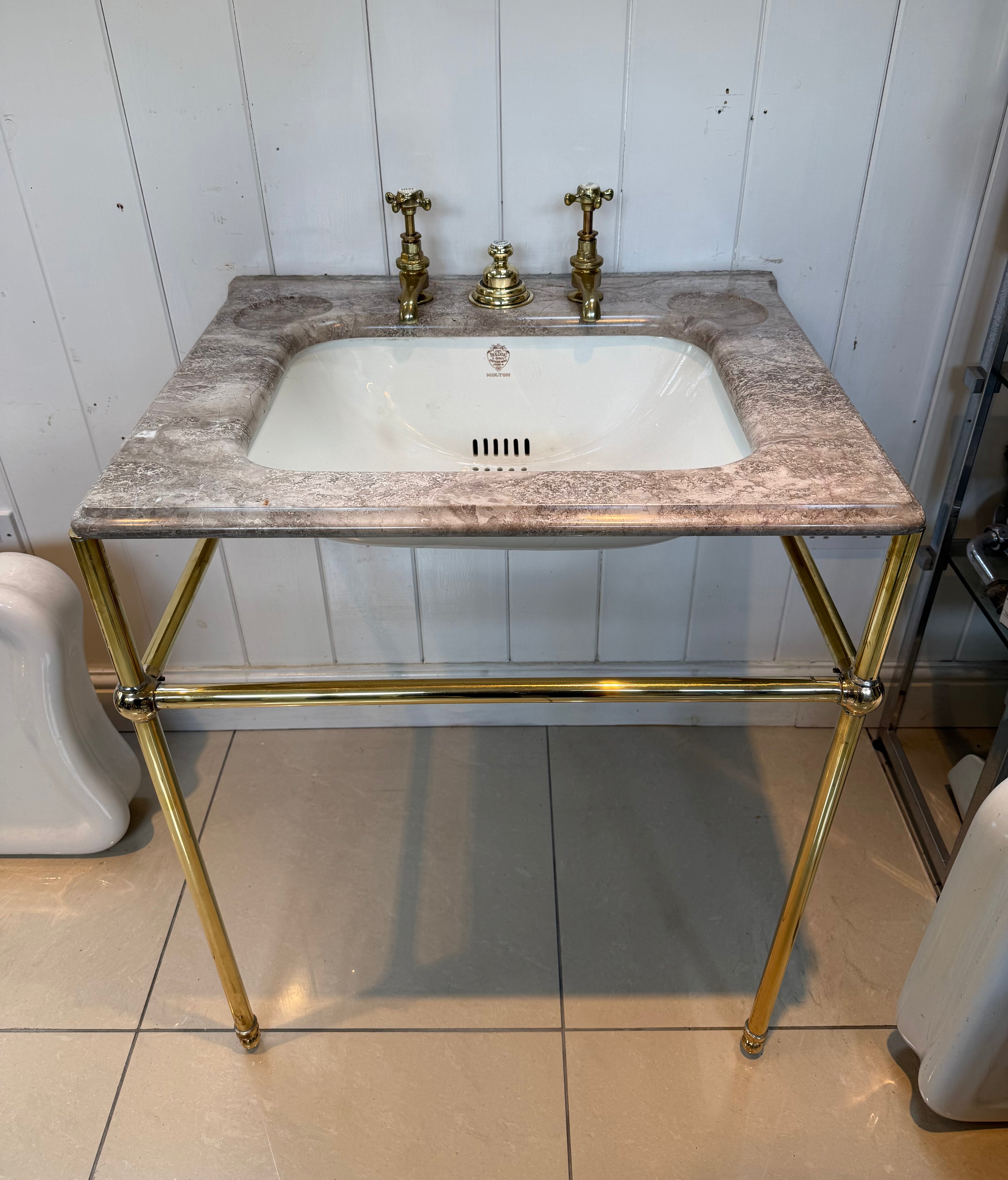 Travertine Console Vanity Basin by John Bolding, London C.1920
