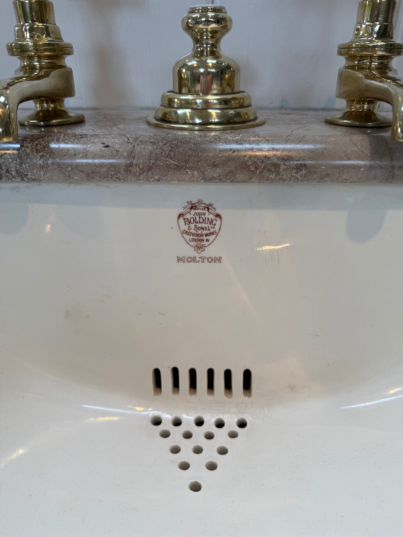 Travertine Console Vanity Basin by John Bolding, London C.1920