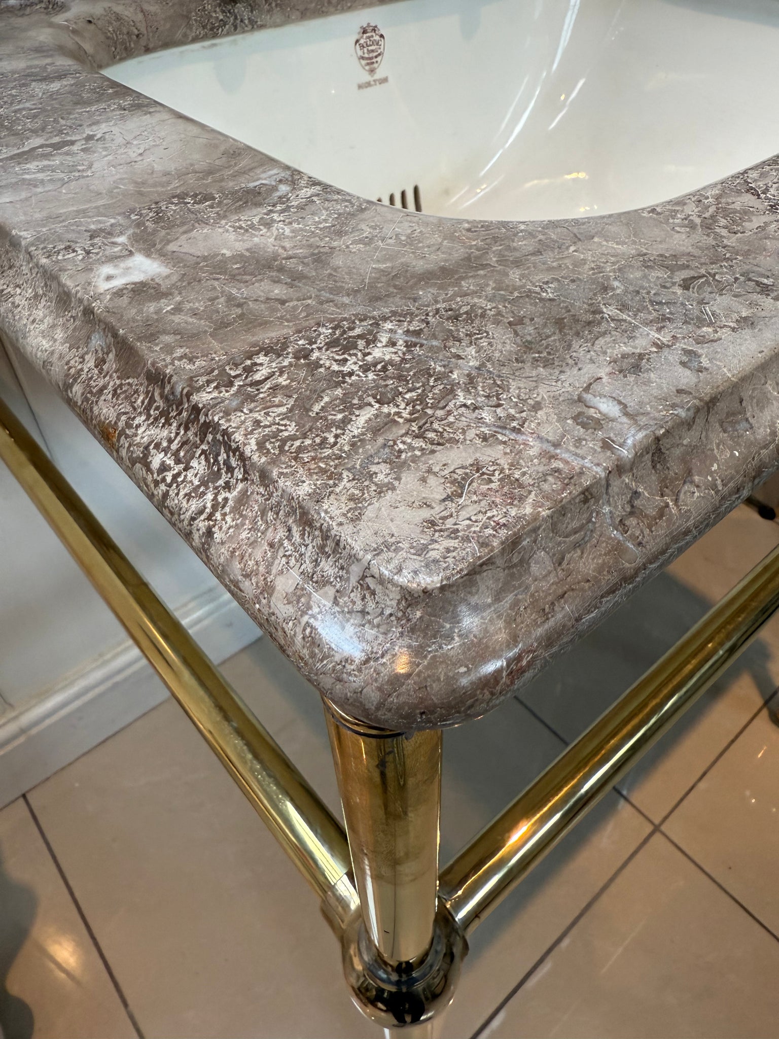 Travertine Console Vanity Basin by John Bolding, London C.1920