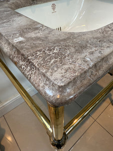 Travertine Console Vanity Basin by John Bolding, London C.1920