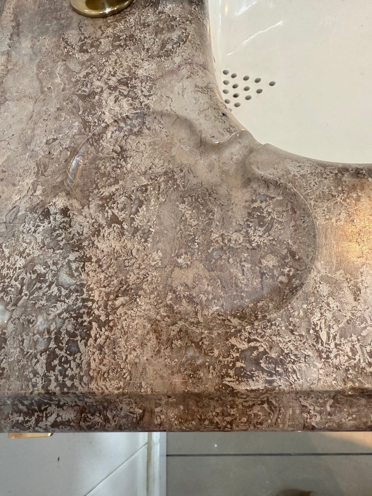 Travertine Console Vanity Basin by John Bolding, London C.1920