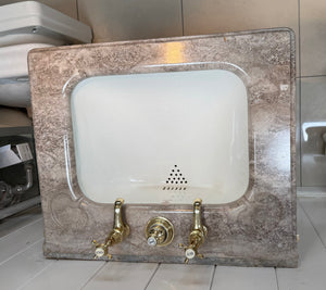 Travertine Console Vanity Basin by John Bolding, London C.1920