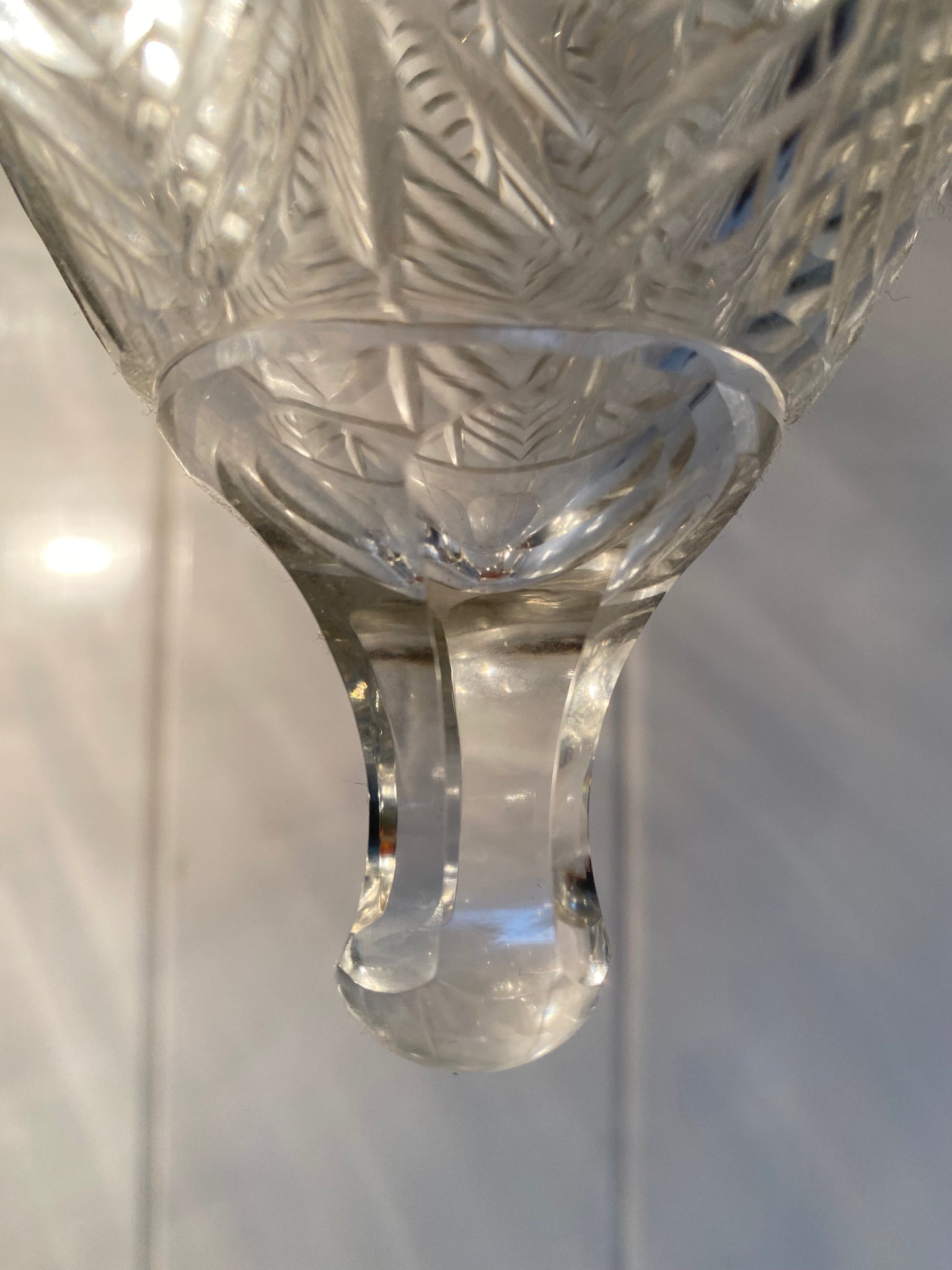 A Pair of Cut Crystal Pineapple Lampshades C.1910 with Original Antique Brass Galleries